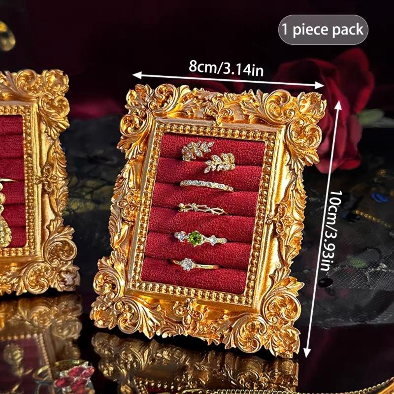 Vintage-inspirierte Ringhalter-Schale Schmuck-Displayständer Mit Samtauskleidung Und Harz-Handwerkskunst Foto-Styling-Werkzeug