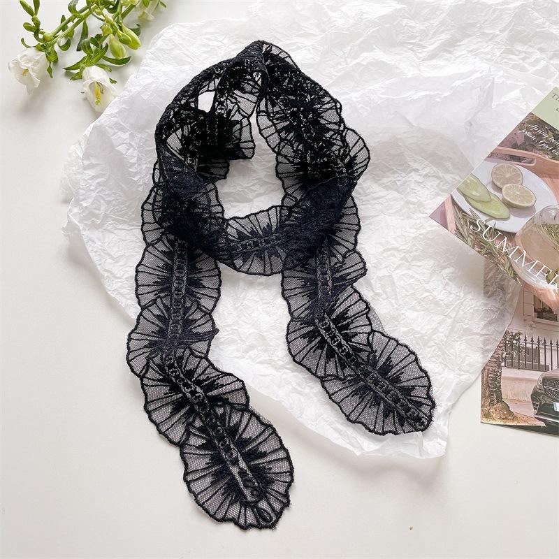 Korean Version Ins Pure Desire Lace Long Scarf Women's Spring Summer Hot Girl Layering French Accessories Hair Tie Headband