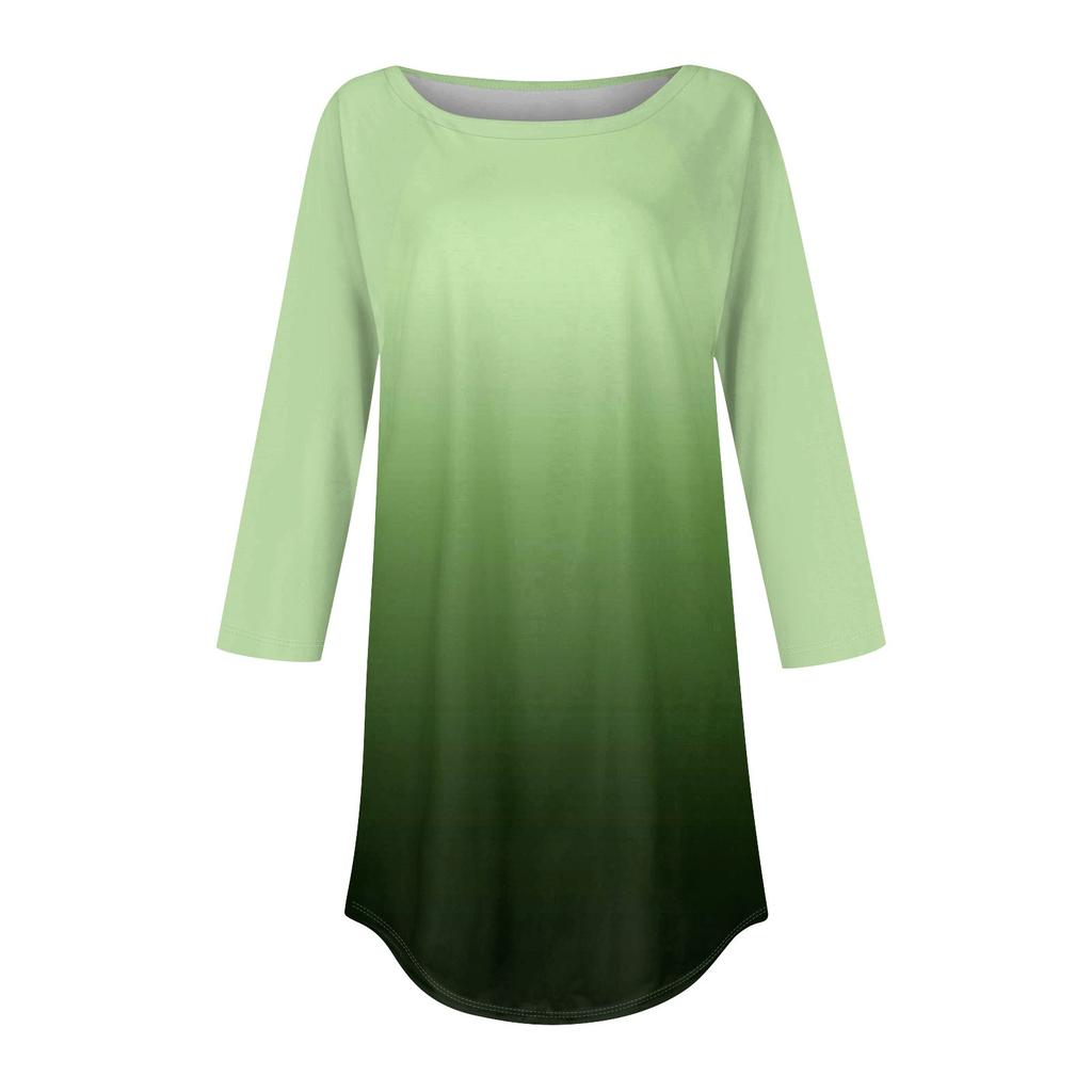 Damenmode Lässige Ausgeh-Tops Bedruckte Raglanärmel 3/4-Ärmel Pullover Rundhals-Tops