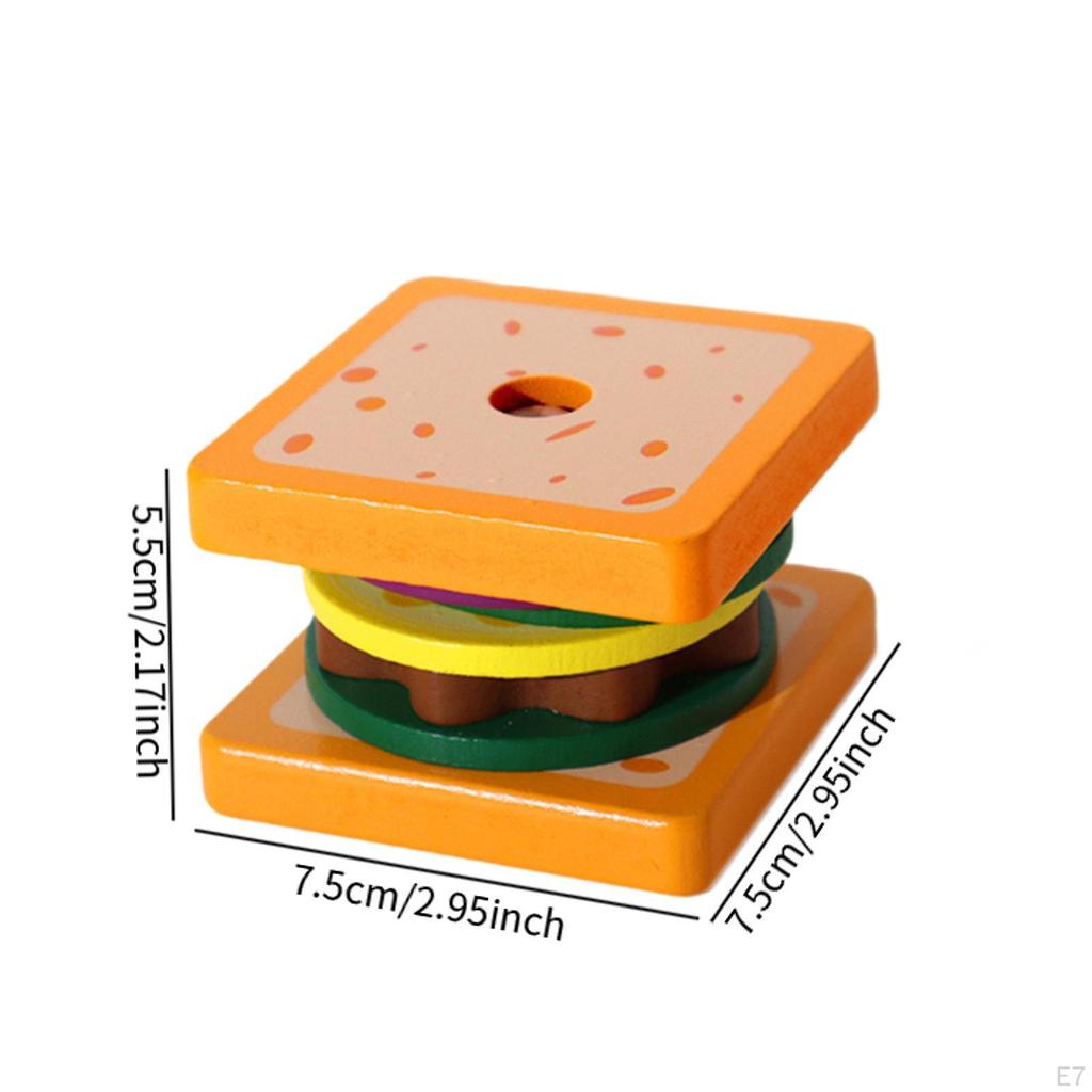 Food Stacker Toy Color Recognition Children Wooden Puzzle Wood Game for Birthday Gift