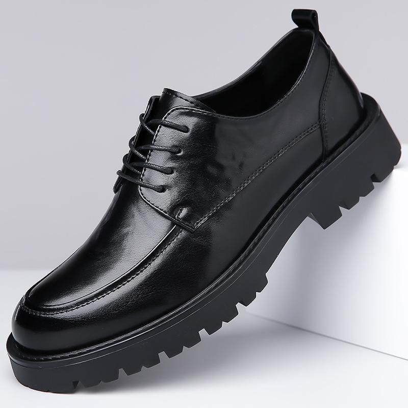 

Мужская кожаная обувь новая модельная обувь дерби британский тренд повседневная обувь свадебная мужская обувь 2025 38 чёрный