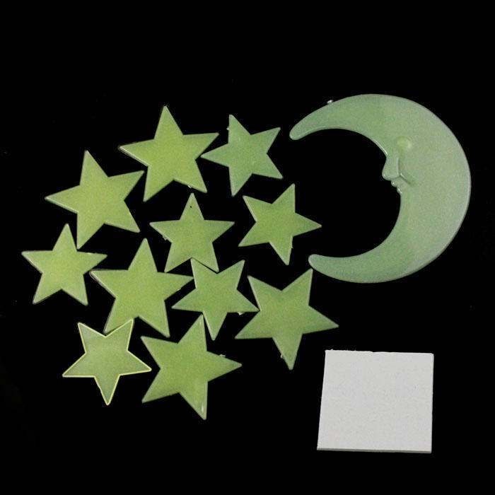 Moon Stars Color Glow In The Dark Luminous Fluorescent Stickers Decal