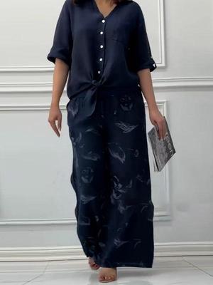 2025 Summer Plus Size Cotton Linen Cardigan & High Waist Loose Pants Set