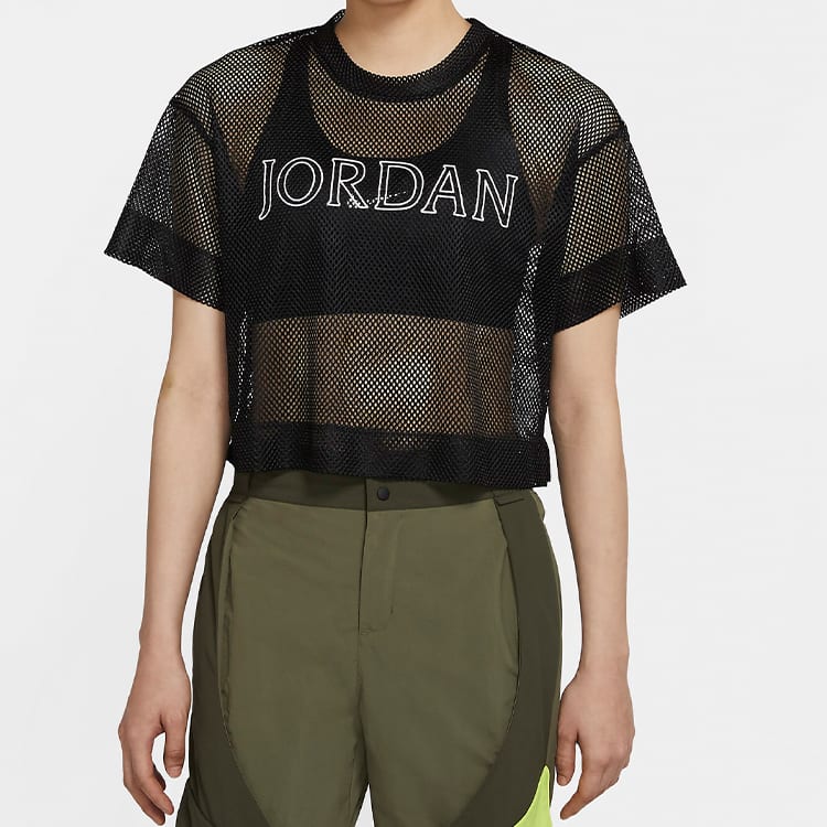 Jordan Crop Tops Women's Black Crew Neck Moderate CZ1892-010