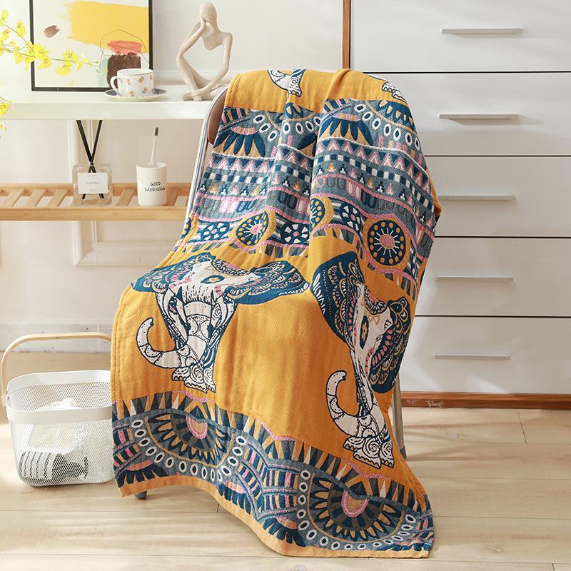 100% Cotton Gauze Large Bath Towel For El Home Bohemian Style Floral Print Throw Blanket Lightweight Sofa Cover Shawl Blanket