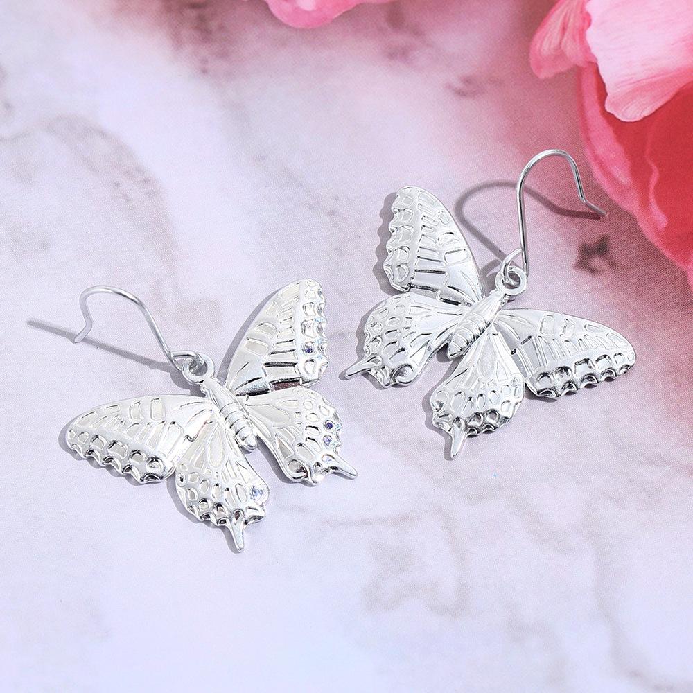 Non-fading aluminum earrings, European and American fashion alloy butterfly earrings, European and American summer vacation style is simple