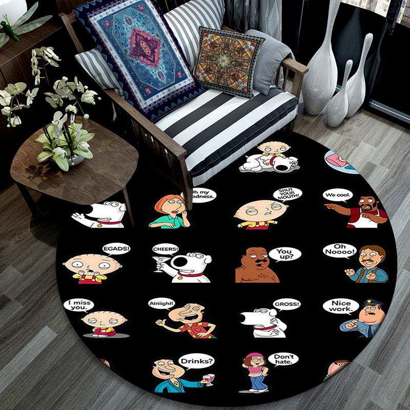 Family Guy Cartoon Pattern Round rug,Carpet Rug for Living Room Bedroom Playroom ,Non-slip Floor Mat,Holiday Gifts and Birthday Gifts.