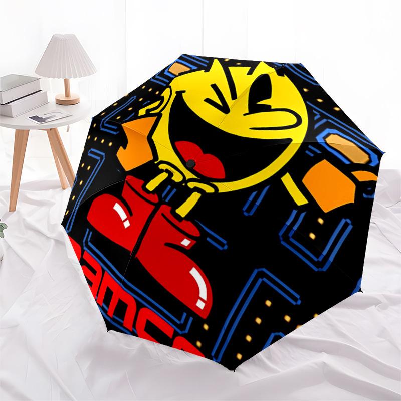 1pc Pac Man Gaming Automatic Open/Close Umbrella   Compact Travel Umbrella, 8 Rib Heavy Duty, Perfect for Women & Men    a0923168