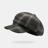 Retro Octagonal Hat Female Spring and Autumn Show Face Small Plaid Painter Beret Niche Design Bud Hat