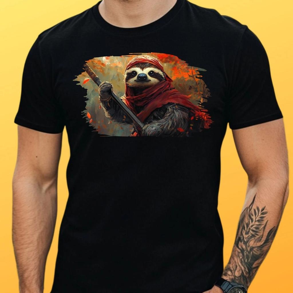 T-Shirt Herren Ninja Faultier Motiv Baumwolle Größe S bis 5XL