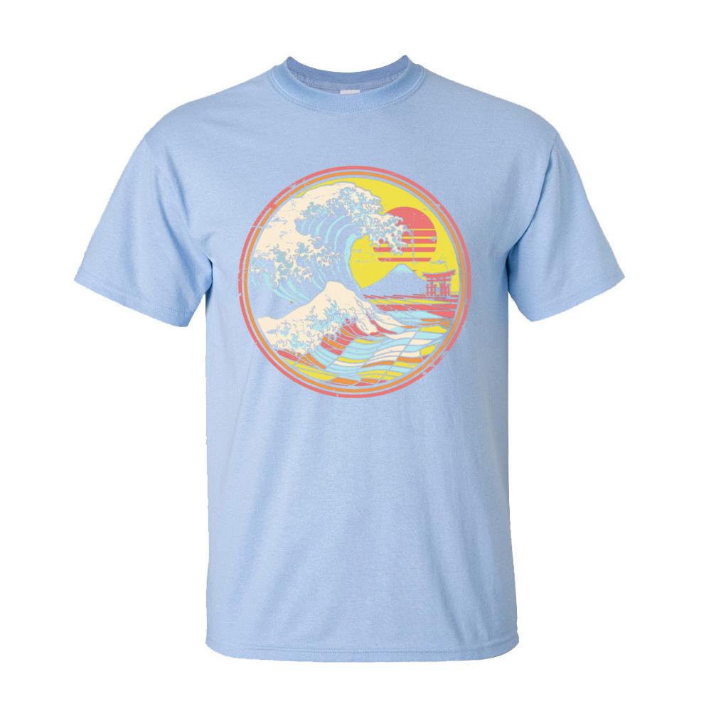 Hip Hop Man TShirts Great Retro Circle Wave Kanagawa Summer Autumn Tops T Shirt New Arrival Crewneck 100 Cotton TShirt