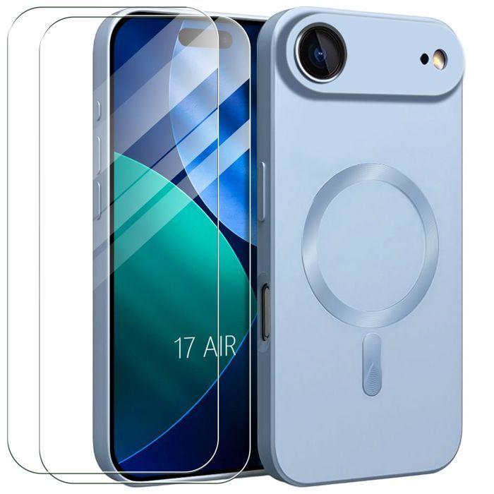 Coque de Protection - E.F.Connection - pour iPhone Air - avec Cercle Magnétique Bleu - 2 Verre Trempé