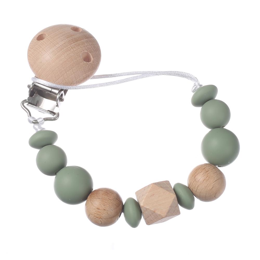 New Baby Pacifier Chain Clips Wood Silicone Round Octagonal Beads Teething Chain For Infant Appease Soother Dummy Holder Clip