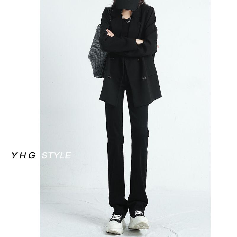 

Женские джинсы с высокой посадкой черного цвета - Весна/Осень 2025 Корейский стиль Стройнящие Узкие Прямые брюки S