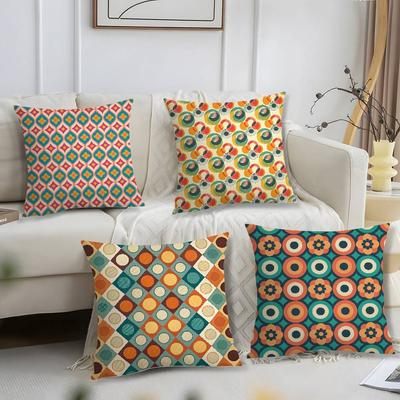 Jugendstil Design Geometrische Kissenhülle Kurzer Plüsch Druck Kissenbezug Quadratische Zierkissenbezüge Sofa Heimdeko