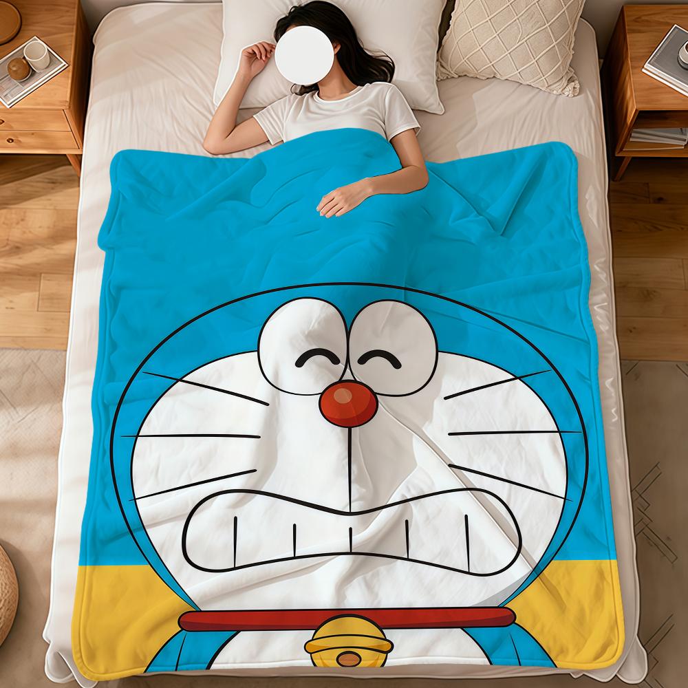 

cute cartoon art funny anime soft warm plush blanket dormitory sofa living room hogar bed D-D-DoraemonS gift nap home Flannel 75x90cm