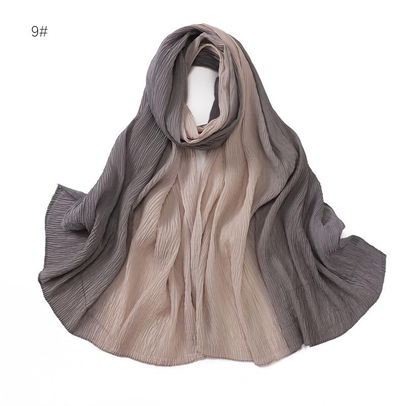 

Women Plain Ombre Wrinkle Polyester Shawls Scarf Lady Shimmer Pleated Headband Wrap Solid Crinkle Scarves Muslim Hijab 180*70Cm