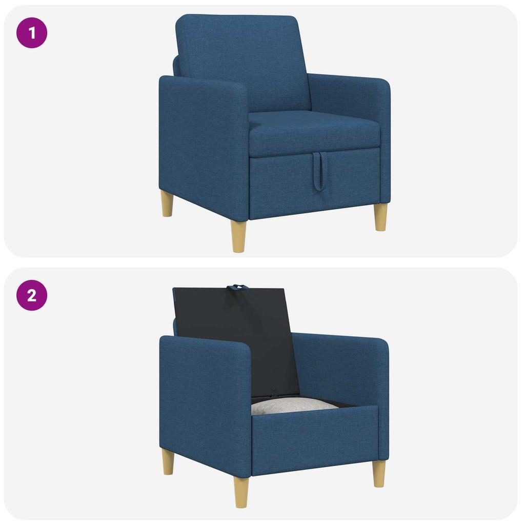 Storage Sofa In Blue 72 X 78 X 87 Cm Polyester