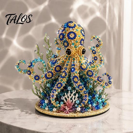 Creative Gifts for Holidays Beaded Ocean Animal DIY Kit, 3D Octopus Shark Craft Handmade Ornament Making Set Sea Animals Bead Art Project Adults,