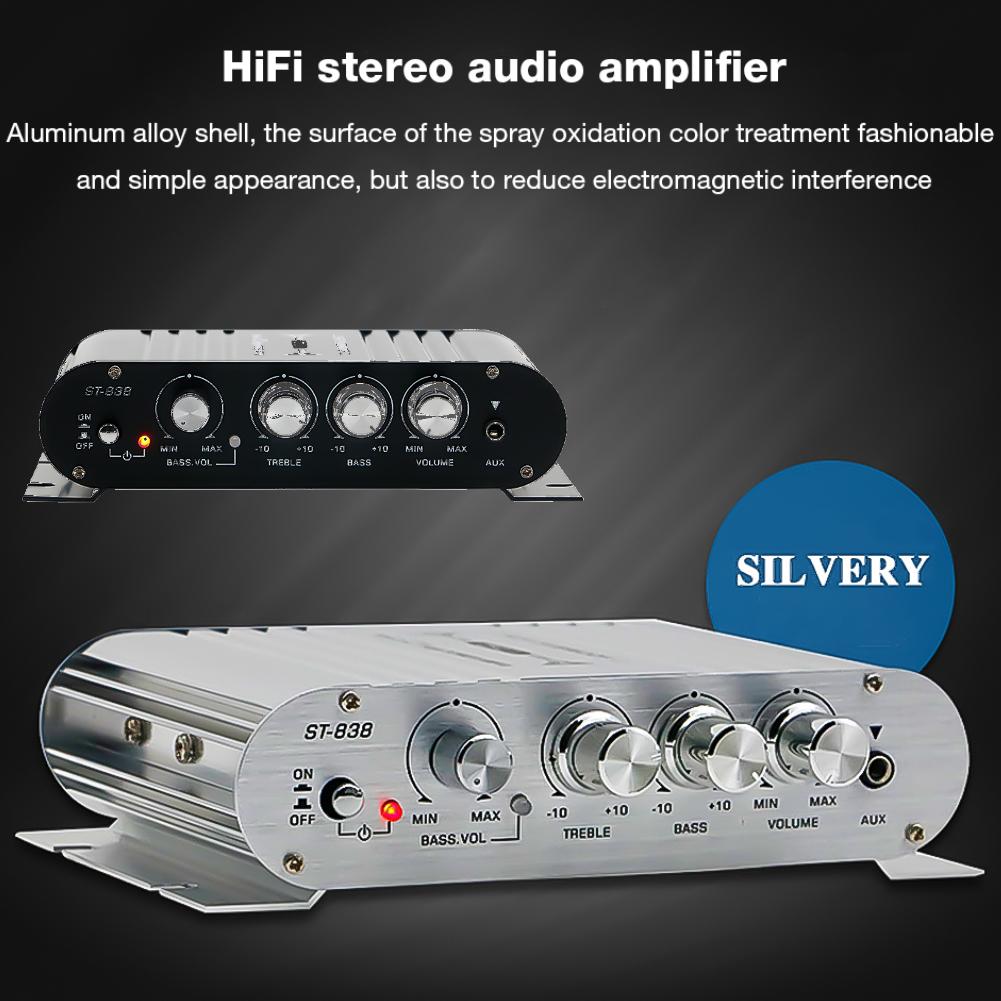 HiFi 2.1 Kanal Leistungsverstärker Bass Höhenregelung 80W*2 Audio Subwoofer Verstärker Schwarz Auto Heimverstärker Mini Media Player ST-838
