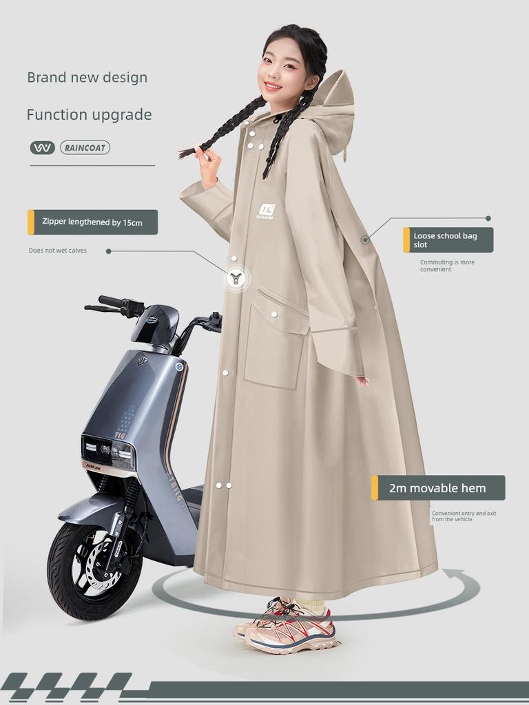 Electric Vehicle Raincoat for Women, Single-Person, Long Style, Full-Body Storm-Proof, Suitable for Adults, Outdoor Wear, Hiking, Mountaineering