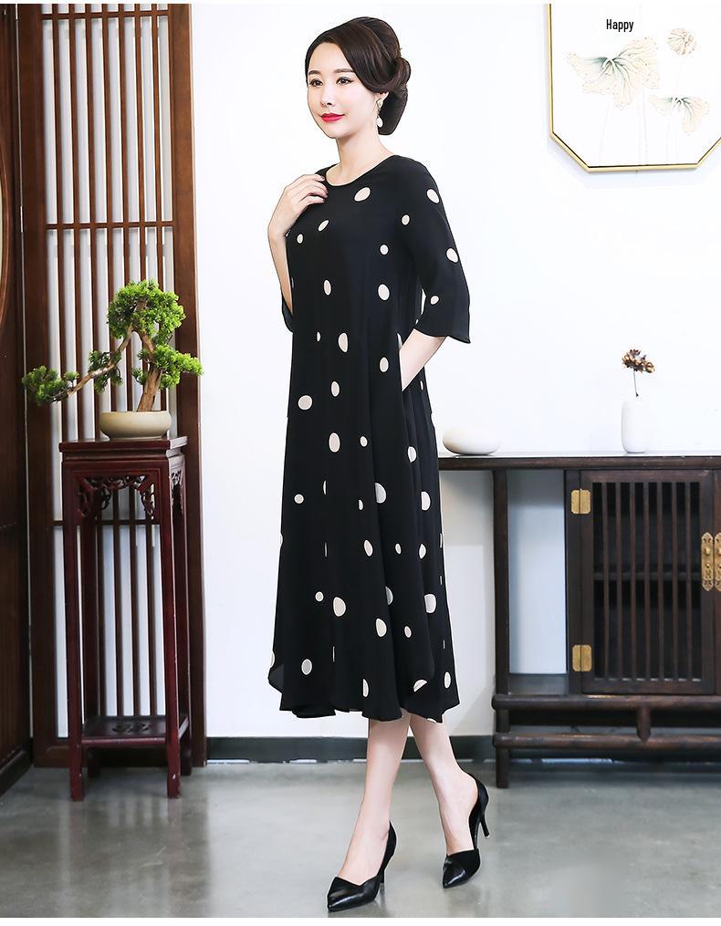 2023 New Women's Plus Size Polka Dot Mulberry Silk Dress - Celebrity Style & Elegant