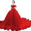 One-word Shoulder Tutu Dress Wedding Dress Birthday Party Art Test Performance Long Trailing Dress
