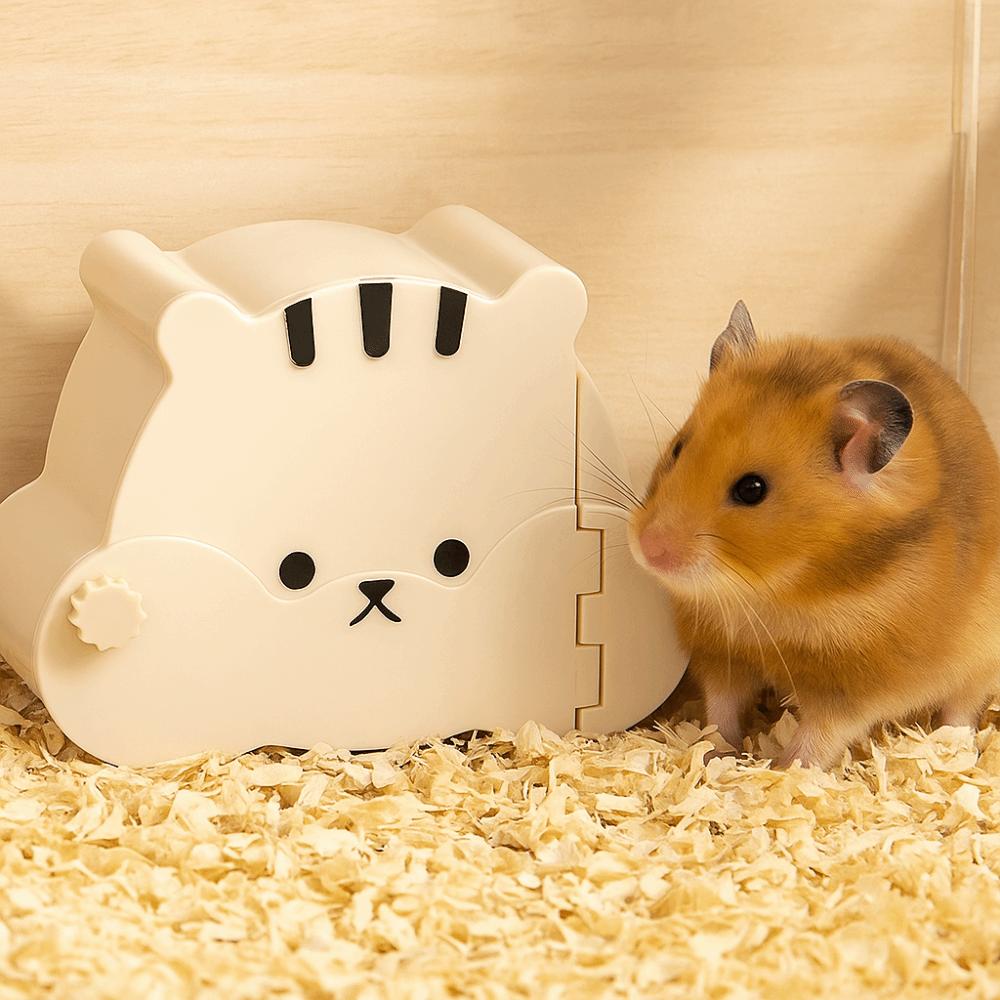 Cartoon Hamster Hideout House Washable Magnetic Door Hamster Hide Cave Viewing Window Small PetSleeping Nest for Hamster Cage