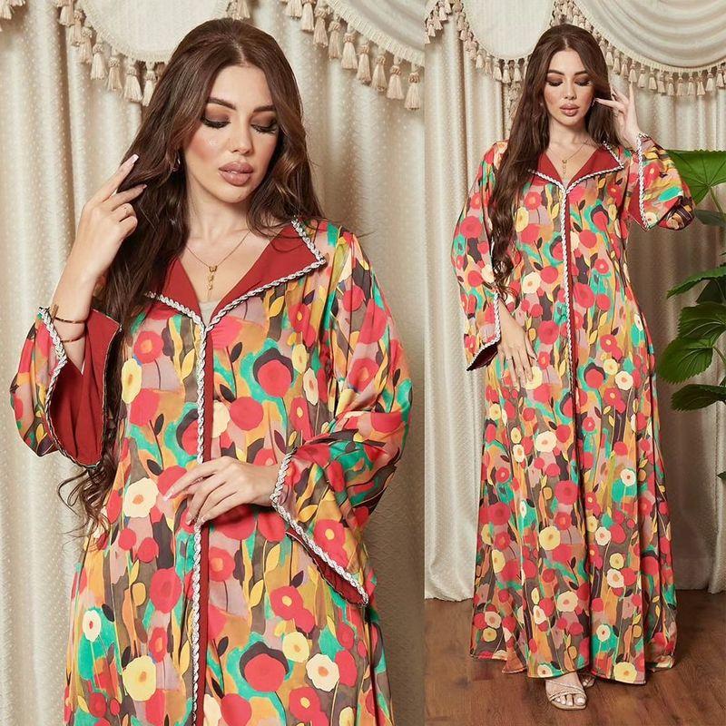 

Fashion Middle East Dress Dress Tulip Print 2 pieces L
