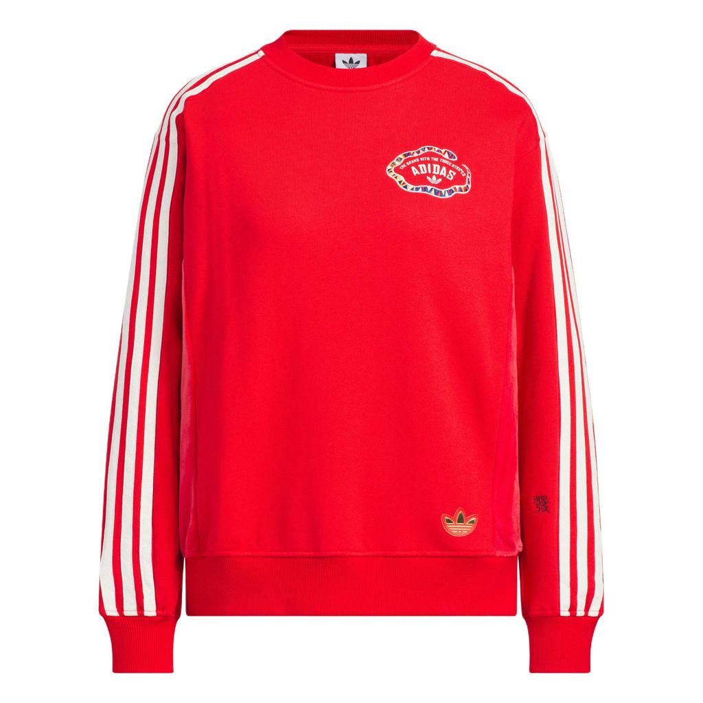 Adidas Originals FW24 CNY Year Of The Snake Limited Edition Solid Color Versatile Fashion Pullover Long Sleeve Sweatshirt Women Sweatshirt Red JL8424