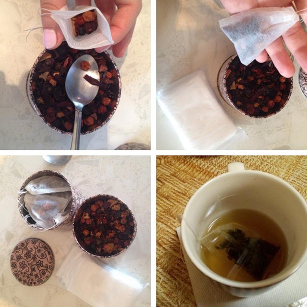 100PCS Disposable Tea Bags Non-woven Fabrics Tea Infuser Drawstring Heal Seal Filter Paper Herb Loose Strainer