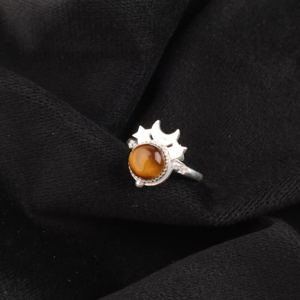 Natural Yellow Tiger Eye Gemstone 925 Sterling Silver Jewelry Handcrafted Ring RR-67-25