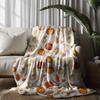1 Stück Flanelldecke mit Kürbis- und Blattmuster für alle Jahreszeiten - Gemütlicher Fleece-Überwurf mit cremefarbener Basis, Perfekt für Thanksgiving, Herbstdekoration,