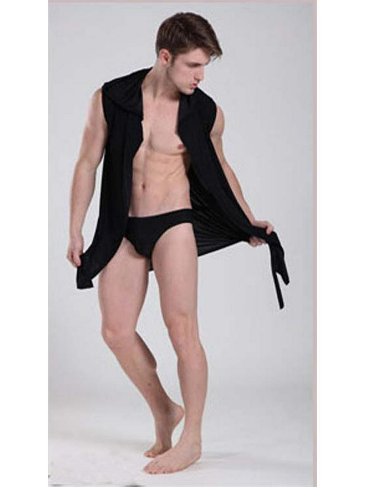 

Howlees Men s Silky Sexy Bathrobe Homewear XL чорний