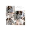 No-brand Volen Women's 3/4 Sleeve Striped Slit Top, Plus Size, Relaxed Fit, Stylish for Commuting YJP0018BL-L