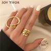 BFCLUB Silver Engagement Rings for Women Exaggerated Jewelry Fashion Simple Distorted Geometric Party Accessories 4.8