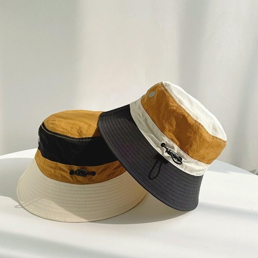 Casual Breathable Quick-Dry Bucket Hat Light Thin Folding Fisherman Hat Patchwork Anti-UV Sun Protection Cap Outdoor