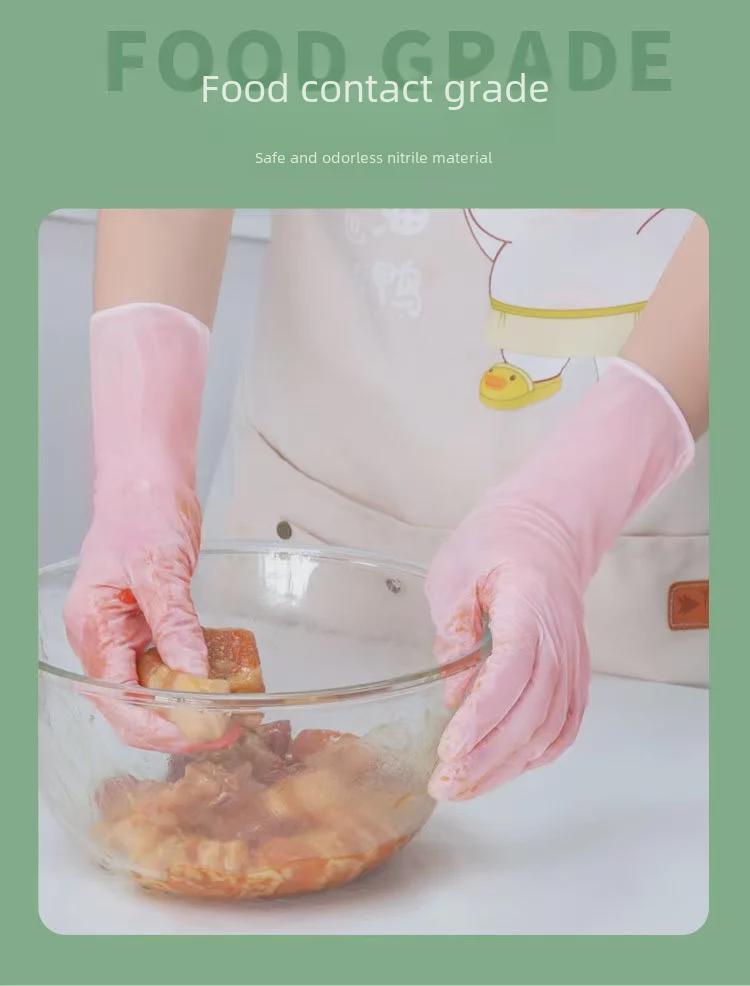 Strapazierfähige Nitril-Spülhandschuhe für Damen - Lebensmittelqualität, verdickt, ideal für Küchen- und Hausarbeitenreinigung