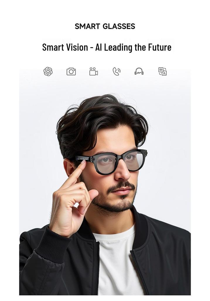 M89S Smart AI Glasses: 8MP Object Recognition, Photo & Video Recording, Translation, Anti-shake, 1080P