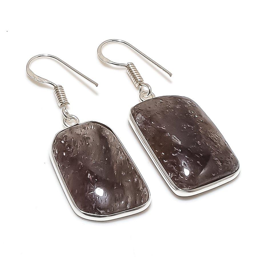 Natural Lodolite Quartz Gemstone 925 Sterling Silver Jewelry Earring 1.73 AE-12391