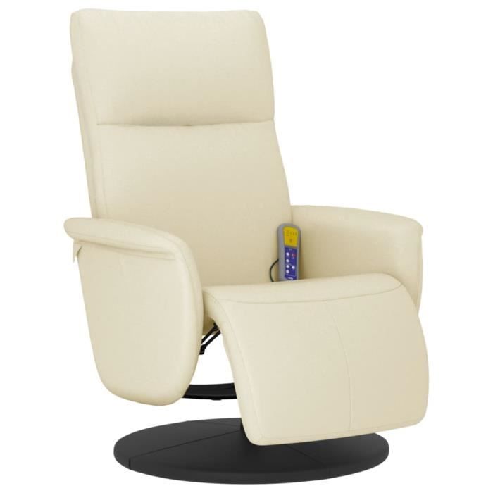 VidaXL Recliner Massage Chair and Footrest Cream Faux Leather 356553