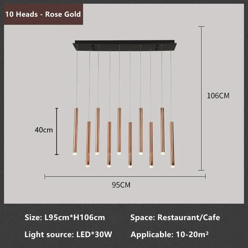 LED Restaurant Pendant Lamp Nordic Long Downlight Kitchen Dining Room Table Modern Black Hanging Chandelier Office Cafe Lighting