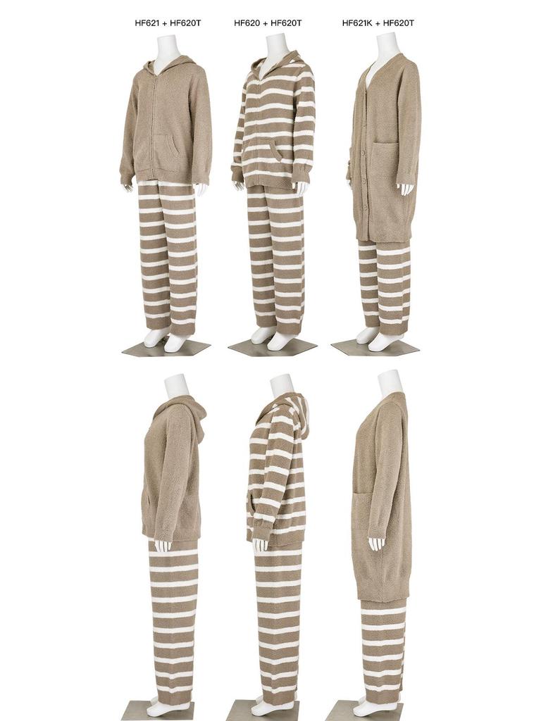 Damen Fleecegefütterter Kapuzen-Cardigan und Lange Hose Set