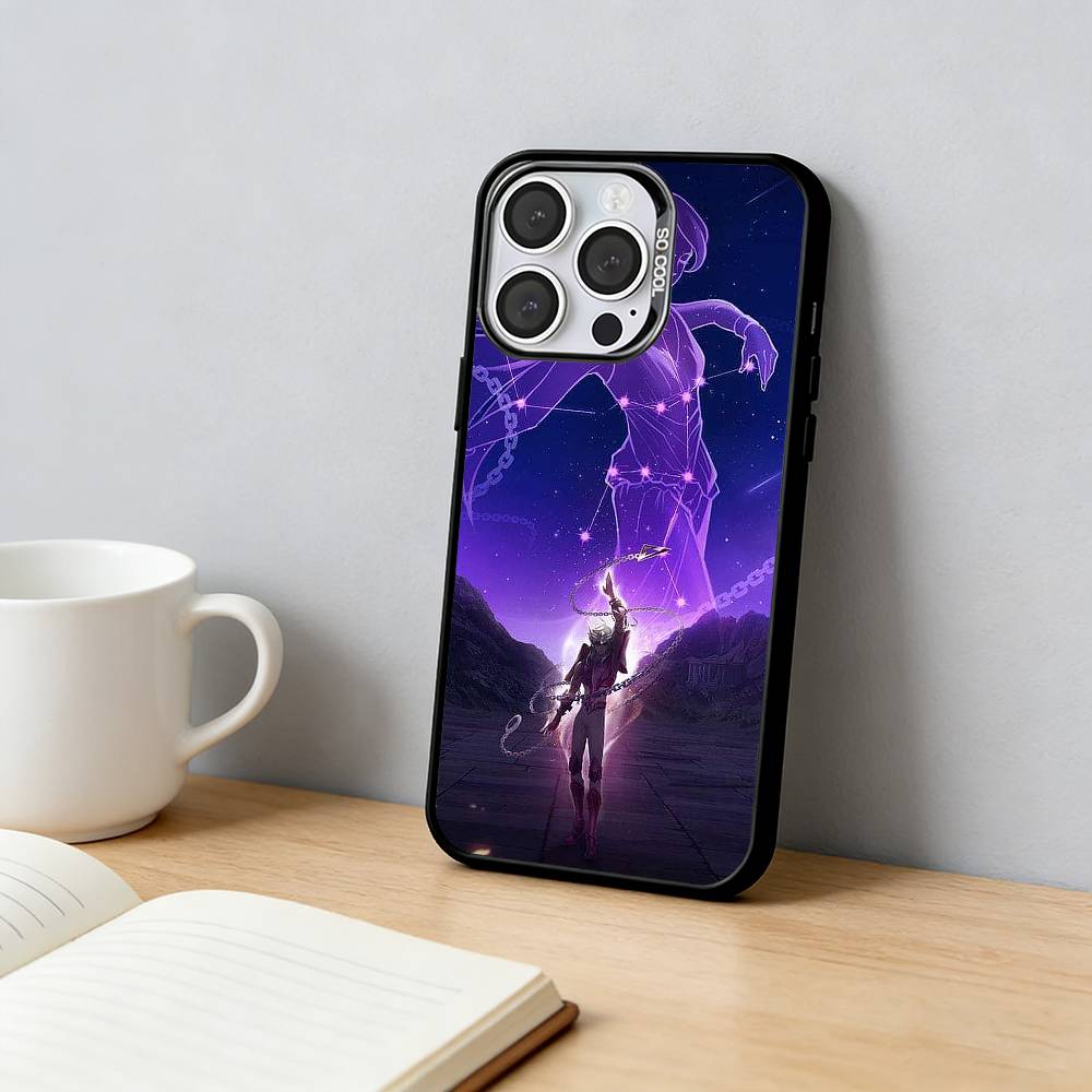 

Saint Seiya Phone Case For iPhone 17,16,15,14,13,12,11 Plus,Pro Max,XS,Colored Silver Plated Inside Cover iPhone12