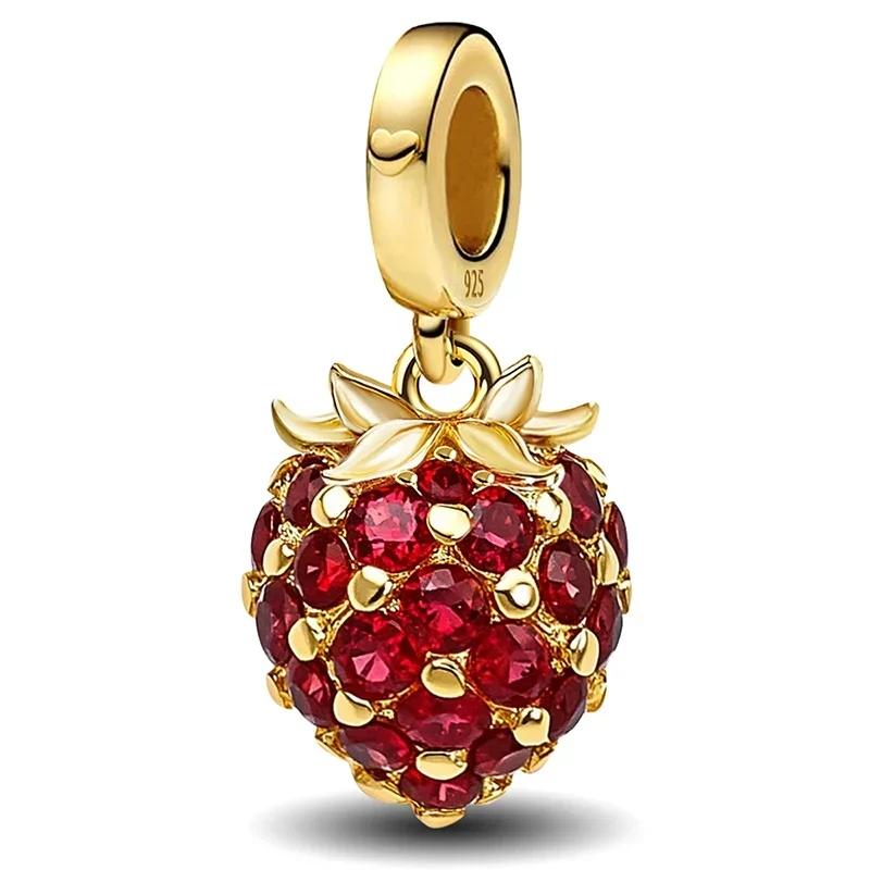 Copper Metal Doughnut Cherry Pineapple Strawberry Cherry Pendant Bead Component Charm Bead Component Ball Ideal Designed For Bracelets Do It Yourself