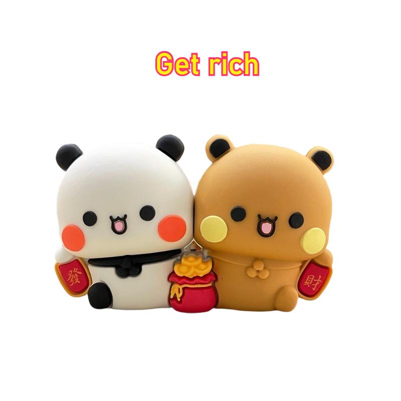 Urocze Figurki Bubu i Dudu Dekoracje na Szczęście Zostań Bogaty Yier Akcesoria Niedźwiedź Panda Wystrój Domu Kawaii Ornamenty do Wnętrza Samochodu