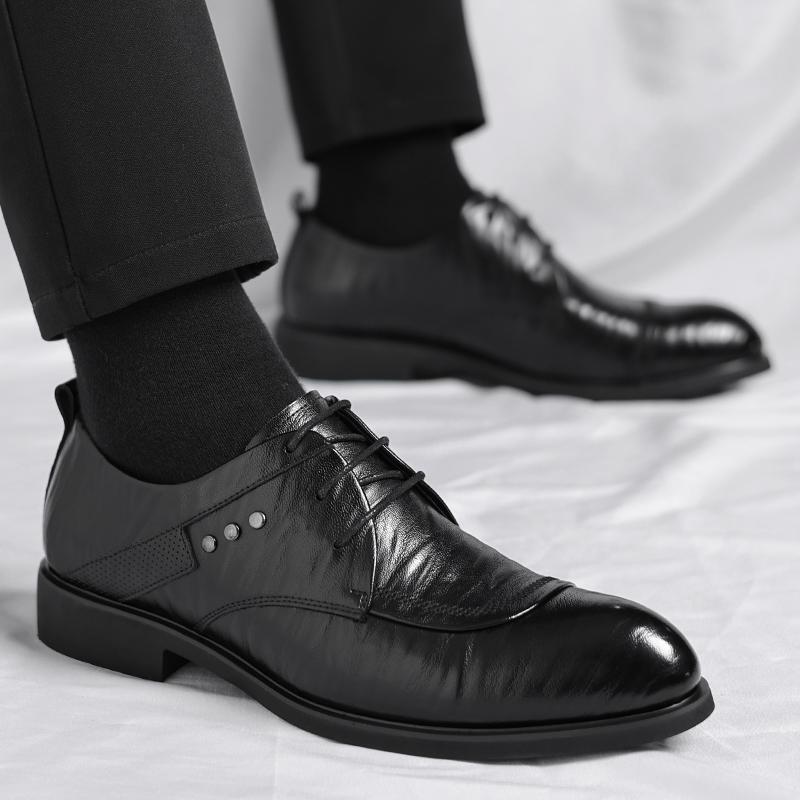 Fashion Brown Pointed Men's Leather Shoes Classic Gentleman Style Daily Leisure Business Party Office Wedding Dress Hot Selling Shoes