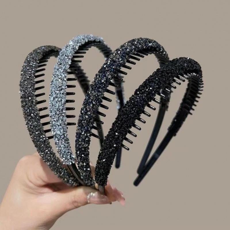 Non-slip Toothed Rhinestone Hair Hoops Elastic Comfortable Headbands Fashion Hair Accessories for Women Wedding Bridal