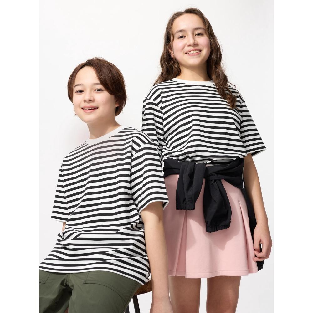 

Uniqlo Детская футболка с круглым вырезом Airism CoTTon в полоску 09 BLACK/KIDS 110