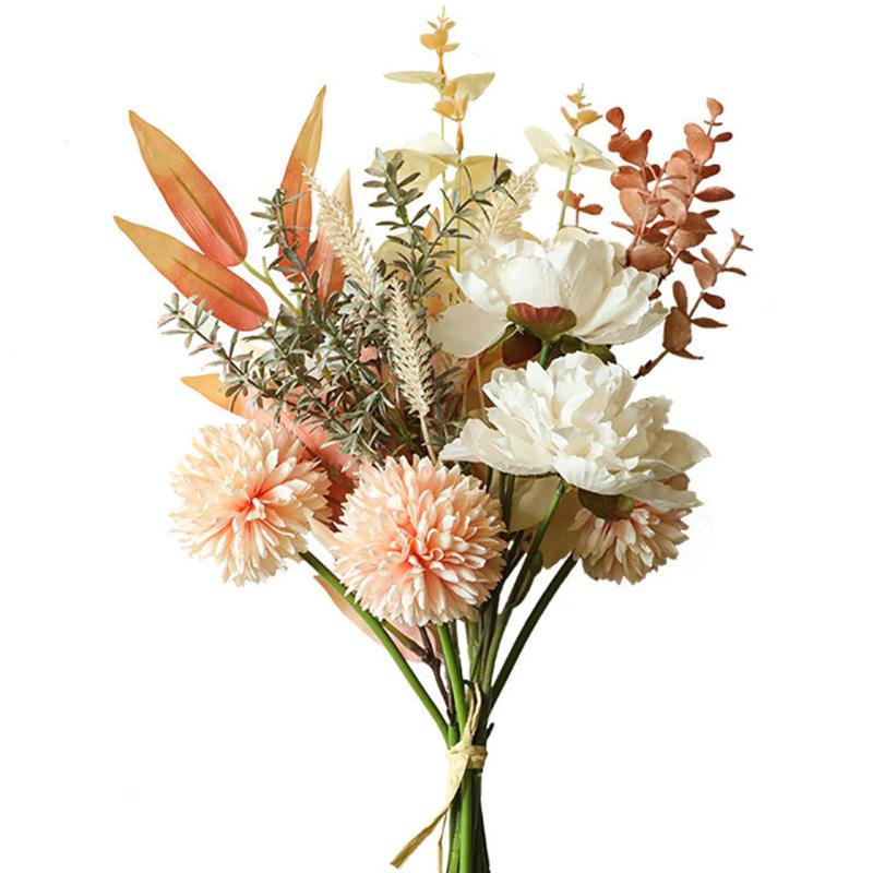 1 bunt kunstig blomst løvetann peon hybrid bukett høstblomst for DIY hjemme bryllupsfest juledekorasjon